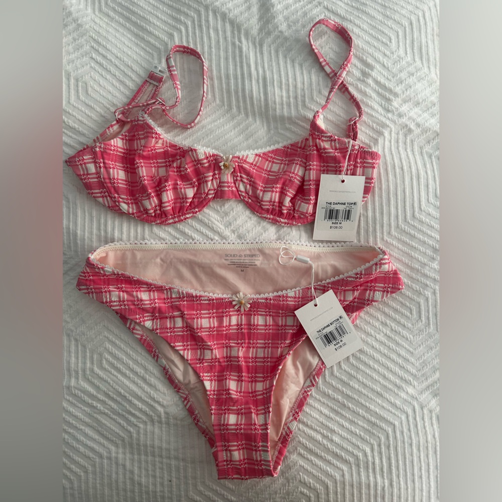 SOLID & STRIPED Pink Checkered Bikini